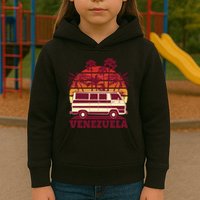 Venezuela Palm Tree Sunset Retro Kids Hoodie