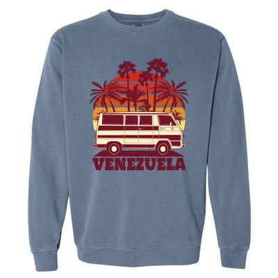 Venezuela Palm Tree Sunset Retro Garment-Dyed Sweatshirt