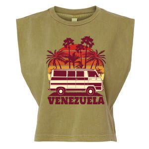 Venezuela Palm Tree Sunset Retro Garment-Dyed Women's Muscle Tee