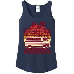 Venezuela Palm Tree Sunset Retro Ladies Essential Tank