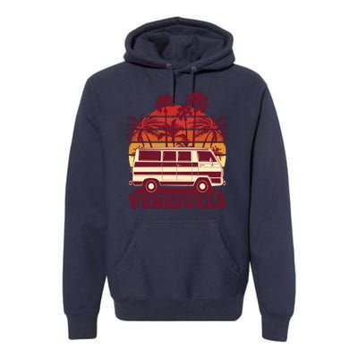 Venezuela Palm Tree Sunset Retro Premium Hoodie