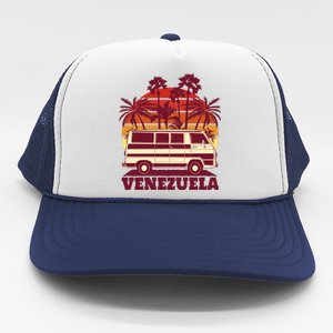 Venezuela Palm Tree Sunset Retro Trucker Hat