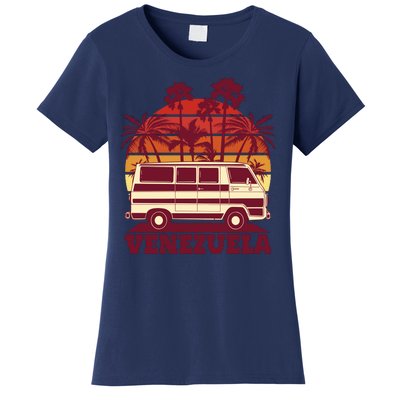 Venezuela Palm Tree Sunset Retro Women's T-Shirt