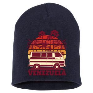 Venezuela Palm Tree Sunset Retro Short Acrylic Beanie