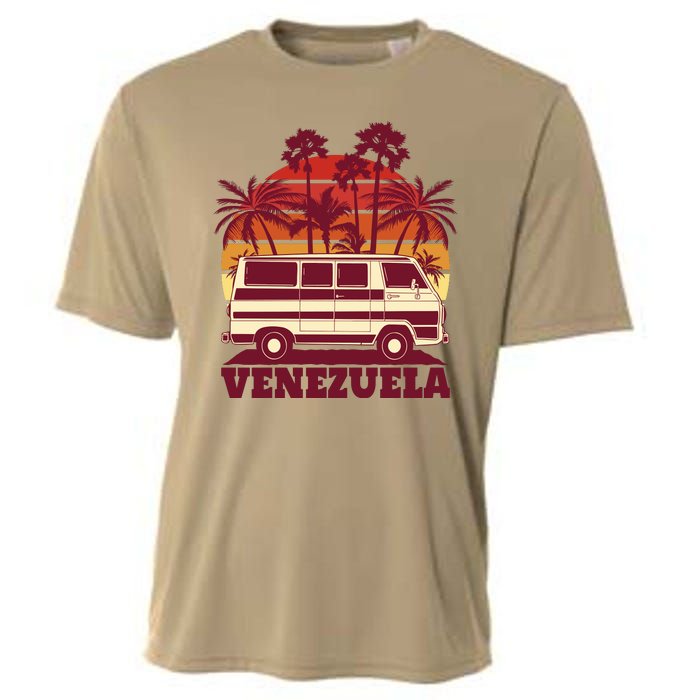 Venezuela Palm Tree Sunset Retro Cooling Performance Crew T-Shirt