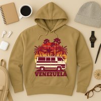 Venezuela Palm Tree Sunset Retro Hoodie