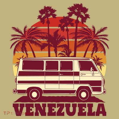Venezuela Palm Tree Sunset Retro T-Shirt