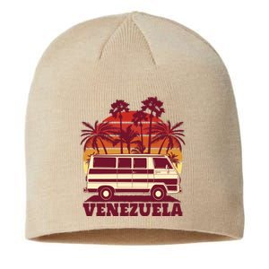 Venezuela Palm Tree Sunset Retro Sustainable Beanie