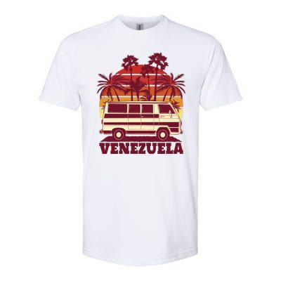 Venezuela Palm Tree Sunset Retro Softstyle CVC T-Shirt