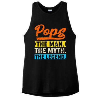 VINTAGE POPS THE MAN THE MYTH THE LEGEND Father's Day Ladies PosiCharge Tri-Blend Wicking Tank