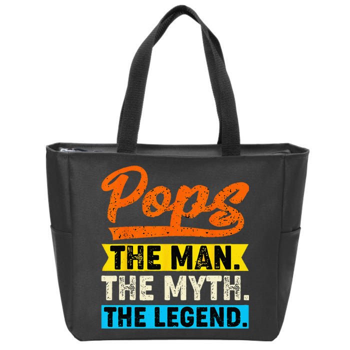 VINTAGE POPS THE MAN THE MYTH THE LEGEND Father's Day Zip Tote Bag