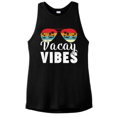 Vintage Palm Tree Sunglasses Summer Vacation Vacay Vibes Gift Ladies PosiCharge Tri-Blend Wicking Tank