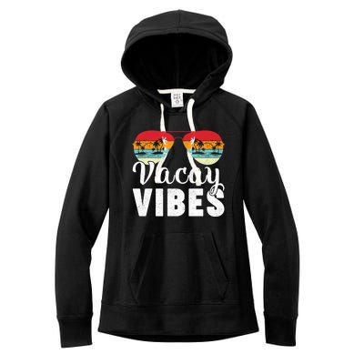 Vintage Palm Tree Sunglasses Summer Vacation Vacay Vibes Gift Women's Fleece Hoodie