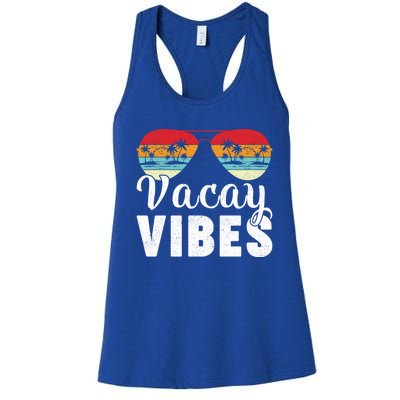 Vintage Palm Tree Sunglasses Summer Vacation Vacay Vibes Gift Women's Racerback Tank