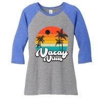 Vintage Palm Tree Sunset Beach Vacation Summer Vacay Vibes Gift Women's Tri-Blend 3/4-Sleeve Raglan Shirt