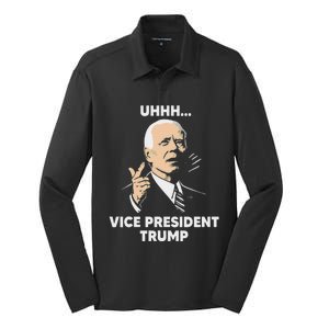 Vice President Trump Kamala Harris Biden Meme Design Silk Touch Performance Long Sleeve Polo