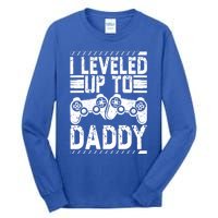 Vintage Promoted To Daddy Gift Gamer I Leveled Up To Daddy Cute Gift Tall Long Sleeve T-Shirt