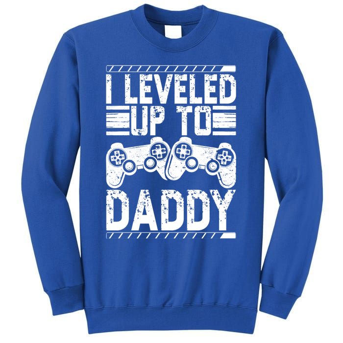 Vintage Promoted To Daddy Gift Gamer I Leveled Up To Daddy Cute Gift Tall Sweatshirt