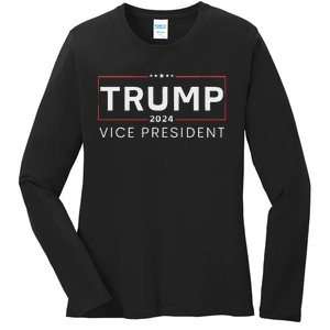 Vice President Trump 2024 Election Bold Design Ladies Long Sleeve Shirt