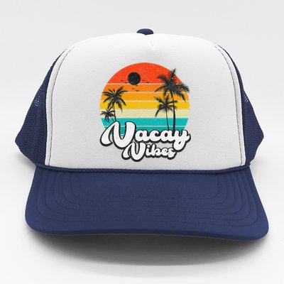 Vintage Palm Tree Sunset Beach Vacation Summer Vacay Vibes Trucker Hat