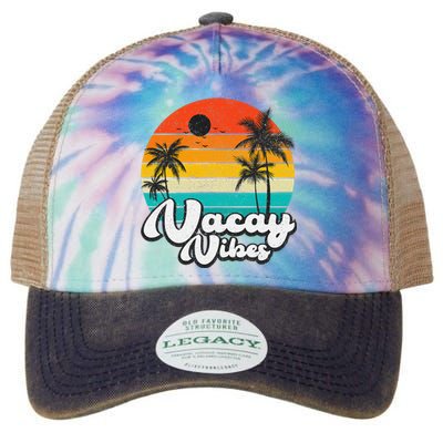 Vintage Palm Tree Sunset Beach Vacation Summer Vacay Vibes Legacy Tie Dye Trucker Hat