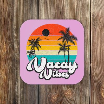 Vintage Palm Tree Sunset Beach Vacation Summer Vacay Vibes Coaster