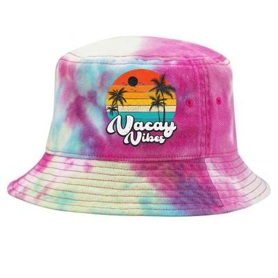 Vintage Palm Tree Sunset Beach Vacation Summer Vacay Vibes Tie-Dyed Bucket Hat