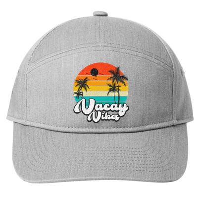 Vintage Palm Tree Sunset Beach Vacation Summer Vacay Vibes 7-Panel Snapback Hat