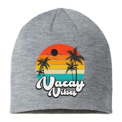 Vintage Palm Tree Sunset Beach Vacation Summer Vacay Vibes Sustainable Beanie