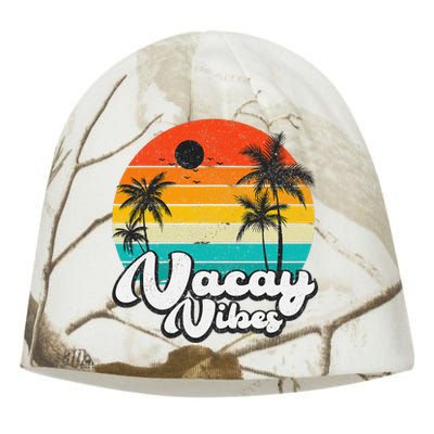 Vintage Palm Tree Sunset Beach Vacation Summer Vacay Vibes Kati - Camo Knit Beanie