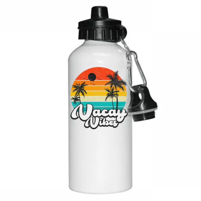 Vintage Palm Tree Sunset Beach Vacation Summer Vacay Vibes Aluminum Water Bottle