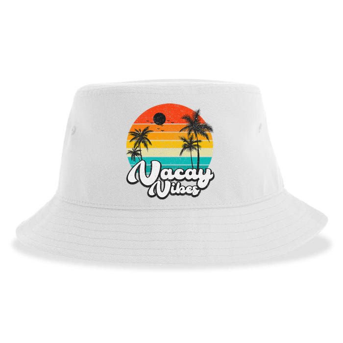 Vintage Palm Tree Sunset Beach Vacation Summer Vacay Vibes Sustainable Bucket Hat