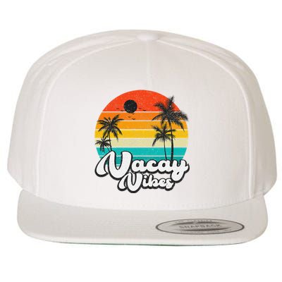 Vintage Palm Tree Sunset Beach Vacation Summer Vacay Vibes Wool Snapback Cap