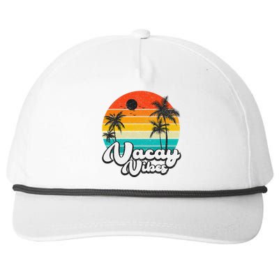 Vintage Palm Tree Sunset Beach Vacation Summer Vacay Vibes Snapback Five-Panel Rope Hat