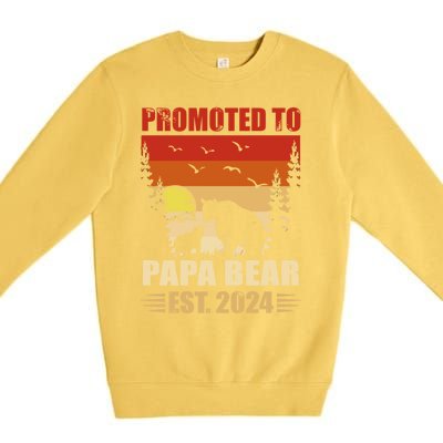 Vintage Promote To Papa Bear 2024 Family Matching Gift Premium Crewneck Sweatshirt