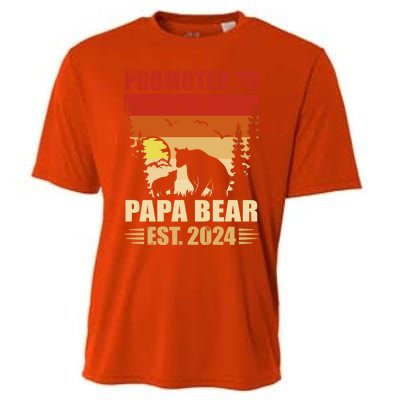 Vintage Promote To Papa Bear 2024 Family Matching Gift Cooling Performance Crew T-Shirt