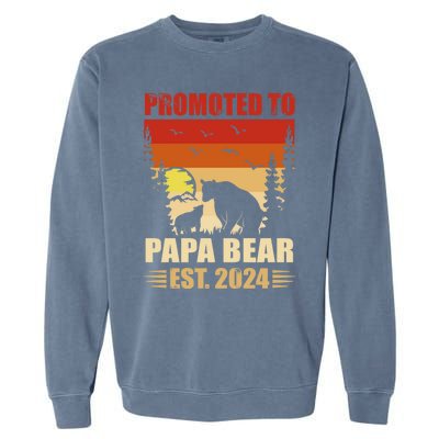 Vintage Promote To Papa Bear 2024 Family Matching Gift Garment-Dyed Sweatshirt