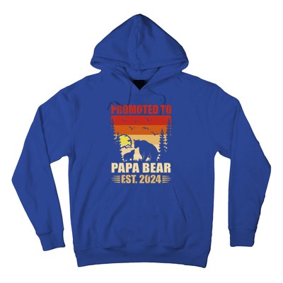 Vintage Promote To Papa Bear 2024 Family Matching Gift Hoodie