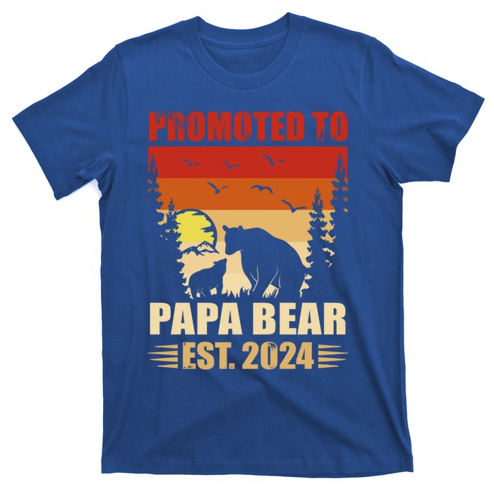 Vintage Promote To Papa Bear 2024 Family Matching Gift T-Shirt