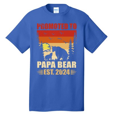 Vintage Promote To Papa Bear 2024 Family Matching Gift Tall T-Shirt