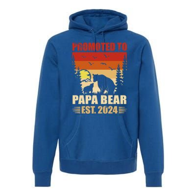 Vintage Promote To Papa Bear 2024 Family Matching Gift Premium Hoodie