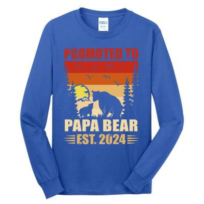 Vintage Promote To Papa Bear 2024 Family Matching Gift Tall Long Sleeve T-Shirt