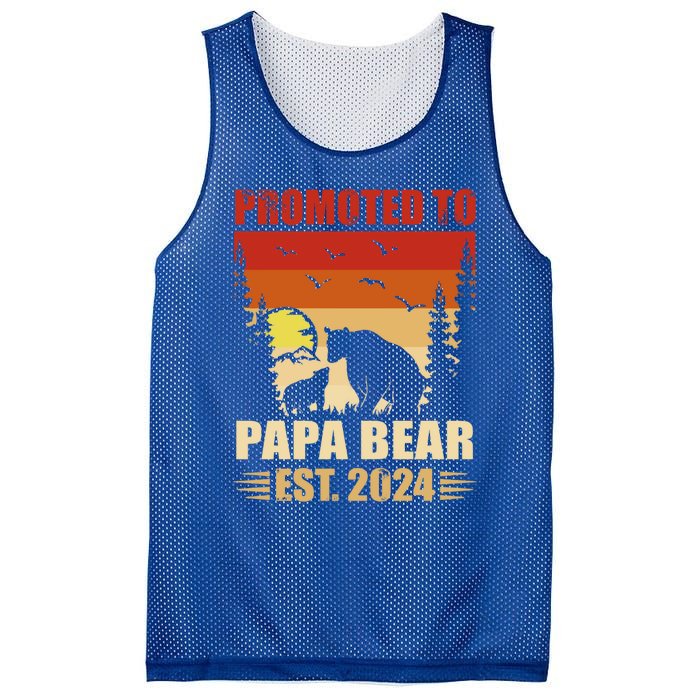 Vintage Promote To Papa Bear 2024 Family Matching Gift Mesh Reversible Basketball Jersey Tank