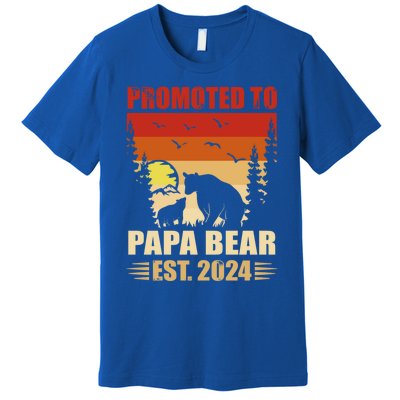 Vintage Promote To Papa Bear 2024 Family Matching Gift Premium T-Shirt