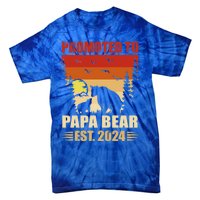 Vintage Promote To Papa Bear 2024 Family Matching Gift Tie-Dye T-Shirt