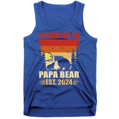 Vintage Promote To Papa Bear 2024 Family Matching Gift Tank Top