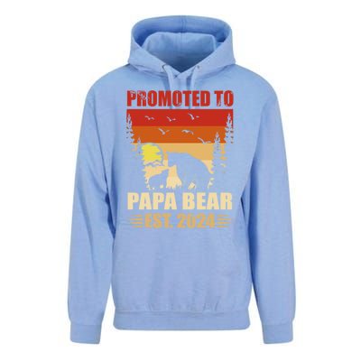 Vintage Promote To Papa Bear 2024 Family Matching Gift Unisex Surf Hoodie