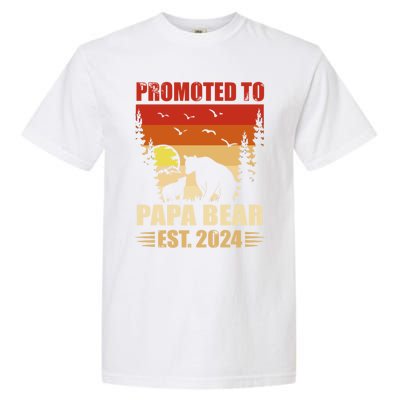 Vintage Promote To Papa Bear 2024 Family Matching Gift Garment-Dyed Heavyweight T-Shirt