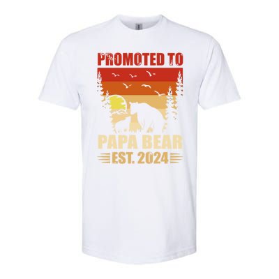 Vintage Promote To Papa Bear 2024 Family Matching Gift Softstyle CVC T-Shirt