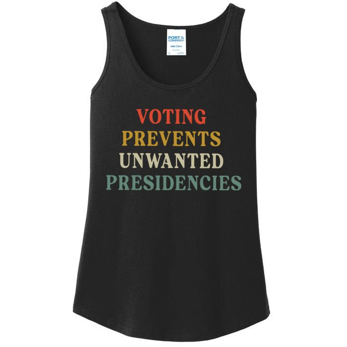 Voting Prevents Unwanted Presidencies Ladies Essential Tank